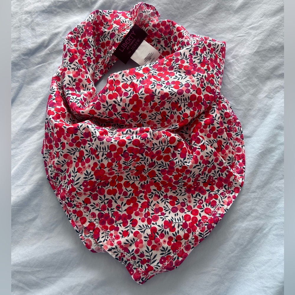 Liberty of London for J Crew Red Floral Cotton Bandana Scarf
